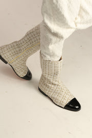CHANEL CREAM BOOTS - sustainably made MOMO NEW YORK sustainable clothing, ankle boots slow fashion
