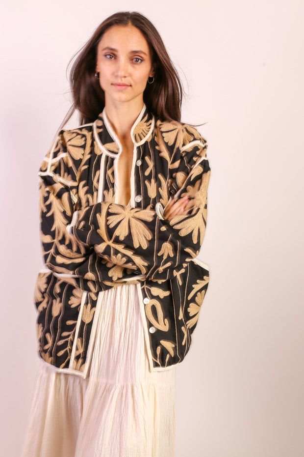EMBROIDERED JACKET VECI - sustainably made MOMO NEW YORK sustainable clothing, slow fashion