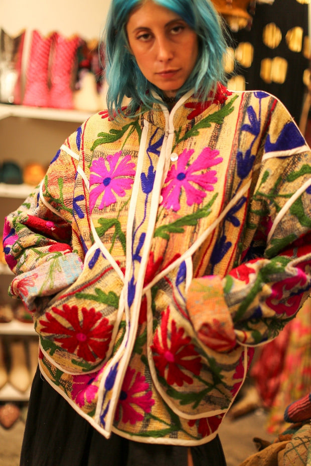 EMBROIDERED KANTHA JACKET AYLIN - sustainably made MOMO NEW YORK sustainable clothing, bestseller slow fashion