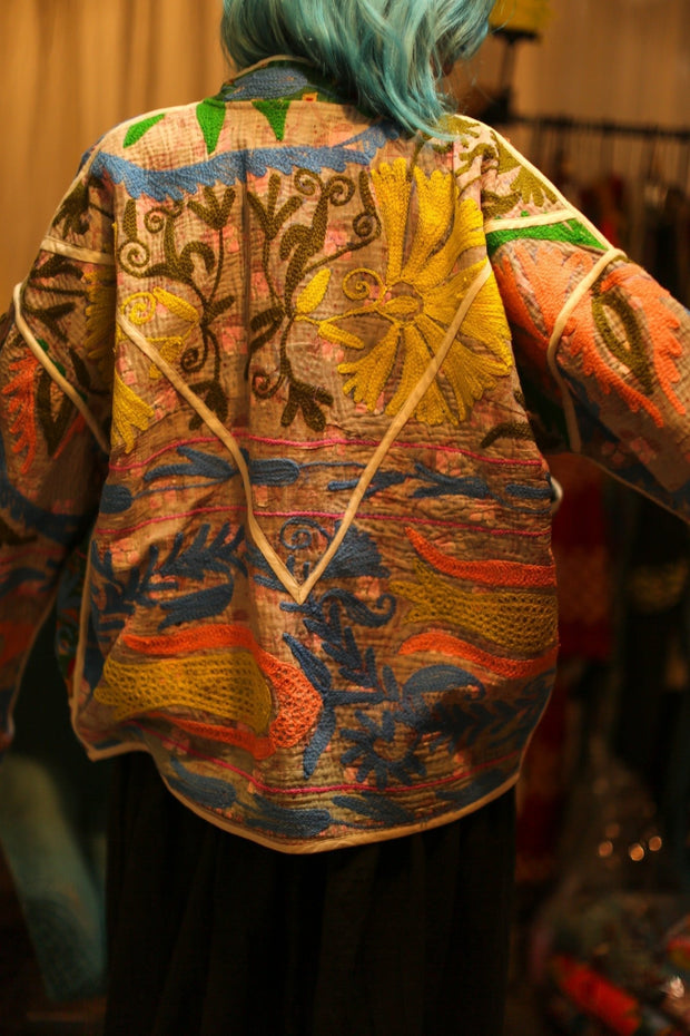 KANTHA EMBROIDERED JACKET ELA - sustainably made MOMO NEW YORK sustainable clothing, bestseller slow fashion