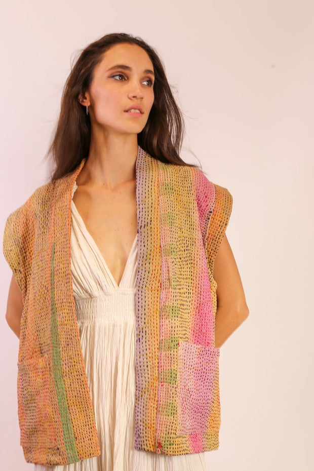 KANTHA VEST YAVAS - sustainably made MOMO NEW YORK sustainable clothing, Jacket slow fashion