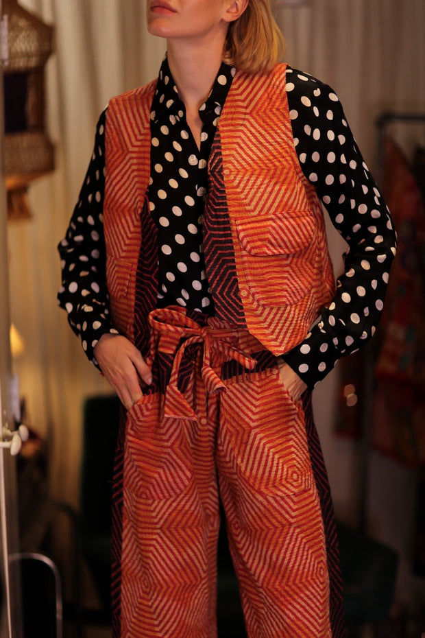 LENA KANTHA TROUSERS CARROT - sustainably made MOMO NEW YORK sustainable clothing, embroidered slow fashion