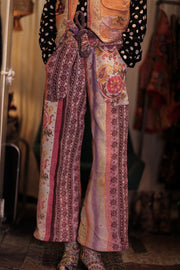 LENA KANTHA TROUSERS PURPLE PATTERN - sustainably made MOMO NEW YORK sustainable clothing, embroidered slow fashion