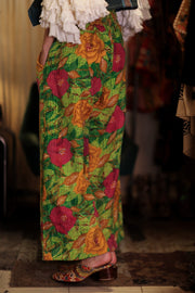 LENA KANTHA TROUSERS SALAD - sustainably made MOMO NEW YORK sustainable clothing, embroidered slow fashion