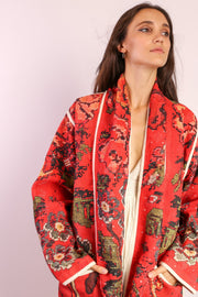 RED KANTHA JACKET COAT IMRA - sustainably made MOMO NEW YORK sustainable clothing, Coat slow fashion