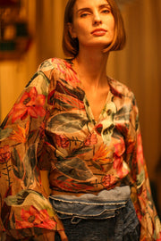 SILK WRAP TOP AURELIA LOTUS - sustainably made MOMO NEW YORK sustainable clothing, new slow fashion