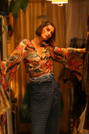 SILK WRAP TOP AURELIA LOTUS - sustainably made MOMO NEW YORK sustainable clothing, new slow fashion