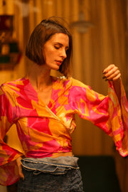 SILK WRAP TOP AURELIA URA - sustainably made MOMO NEW YORK sustainable clothing, new slow fashion