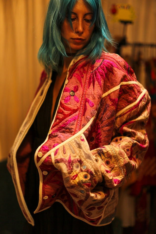 VINTAGE ANTIQUE FABRIC JACKET DEFNE - sustainably made MOMO NEW YORK sustainable clothing, bestseller slow fashion