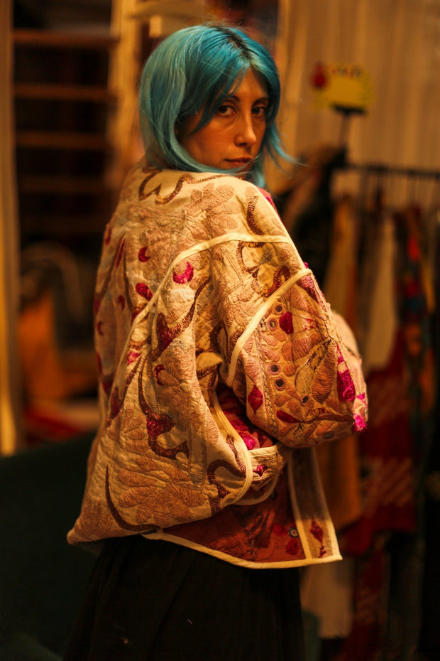 VINTAGE ANTIQUE FABRIC JACKET DEFNE - sustainably made MOMO NEW YORK sustainable clothing, bestseller slow fashion