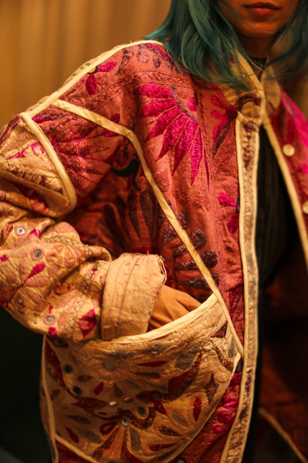 VINTAGE ANTIQUE FABRIC JACKET DEFNE - sustainably made MOMO NEW YORK sustainable clothing, bestseller slow fashion