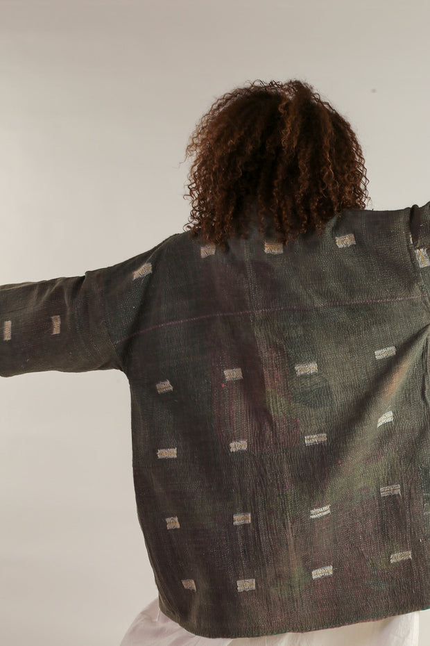 COTTON JACKET PIRA VINTAGE KANTHA QUILT - sustainably made MOMO NEW YORK sustainable clothing, Jacket slow fashion