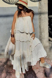 COTTON LAYERED DRESS SUNIKA - sustainably made MOMO NEW YORK sustainable clothing, kaftan slow fashion