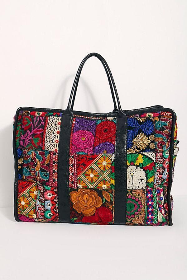 Embroidered Patchwork Weekender Bag Alaia - sustainably made MOMO NEW YORK sustainable clothing, Embroidered Patchwork slow fashion
