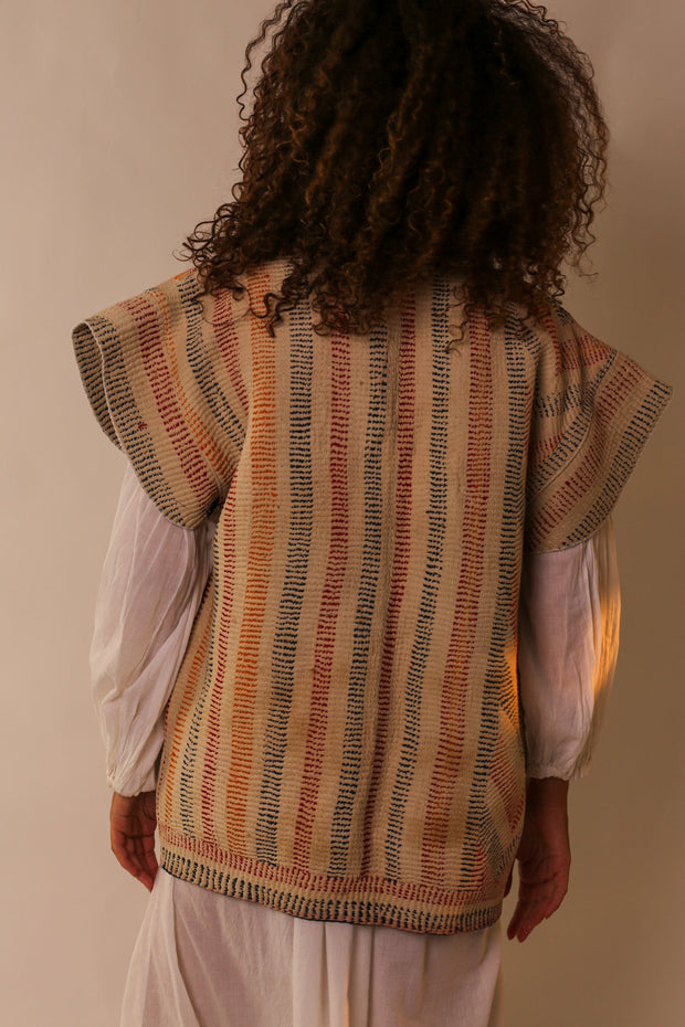 KANTHA VINTAGE QUILT VEST ROMY - sustainably made MOMO NEW YORK sustainable clothing, slow fashion